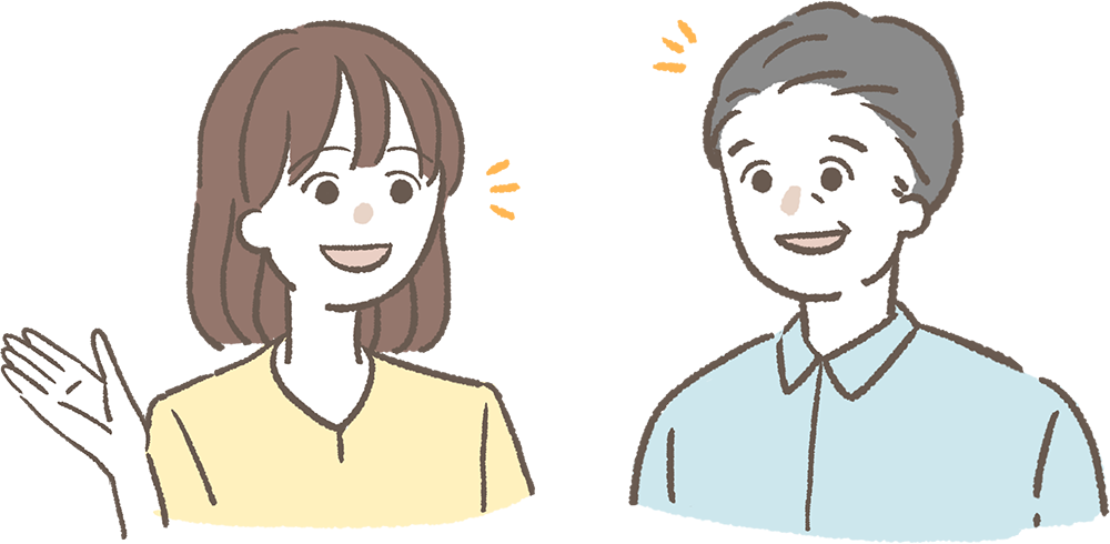 男女が雑談しているイラスト